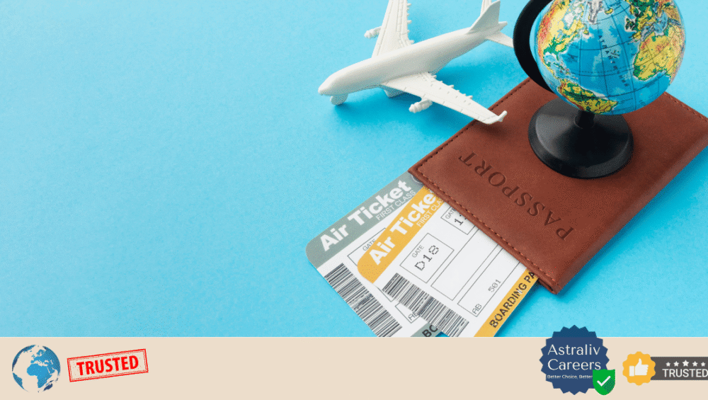 Immigration consultant explaining the visa application process to a client with documents and passport on the desk