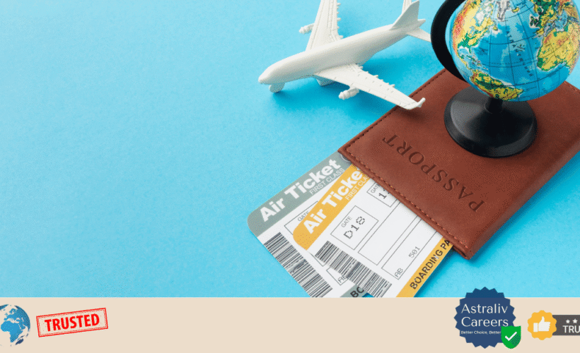 Immigration consultant explaining the visa application process to a client with documents and passport on the desk